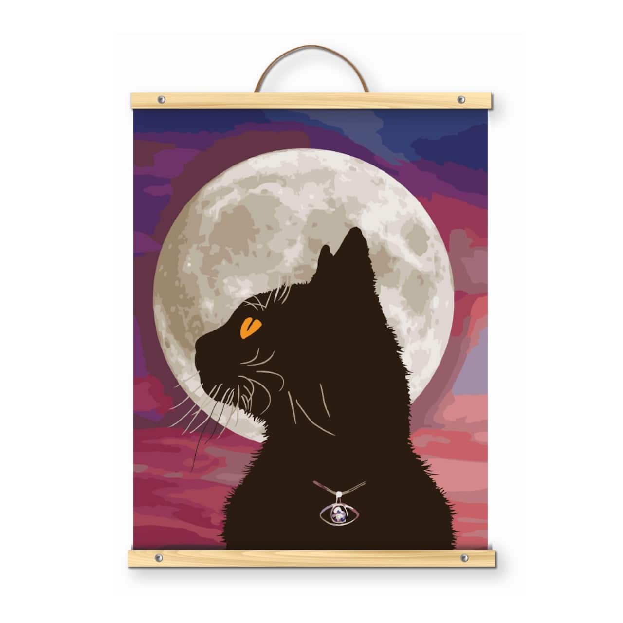 16" x 20" Cat Moon Paint-by-Number Kit with Wood Display Hanger by Artist's Loft®